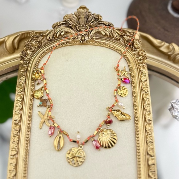 Gold Charm Necklace – Natural Pearls, Crystals, and Shells - Picture 8 of 14